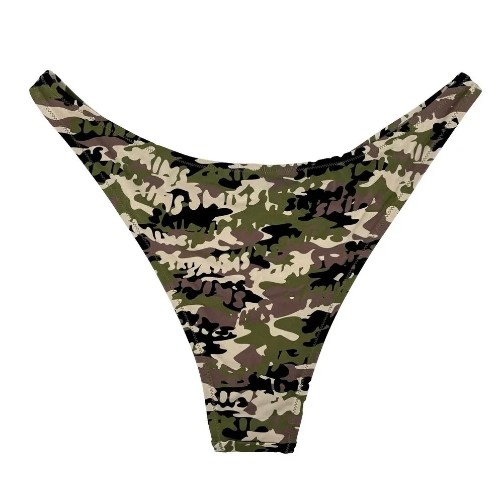 Skims Size 3X Recycled Swim Bikini Bottom Logo Cheeky Tanga Camo Print NWT